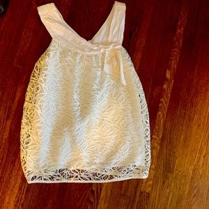 Bcbg generation cream blouse with delicate floral overlay